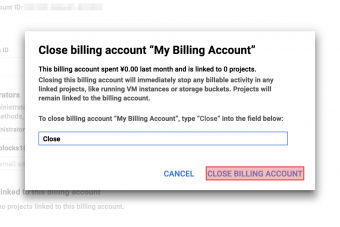 Close billing account confirmation