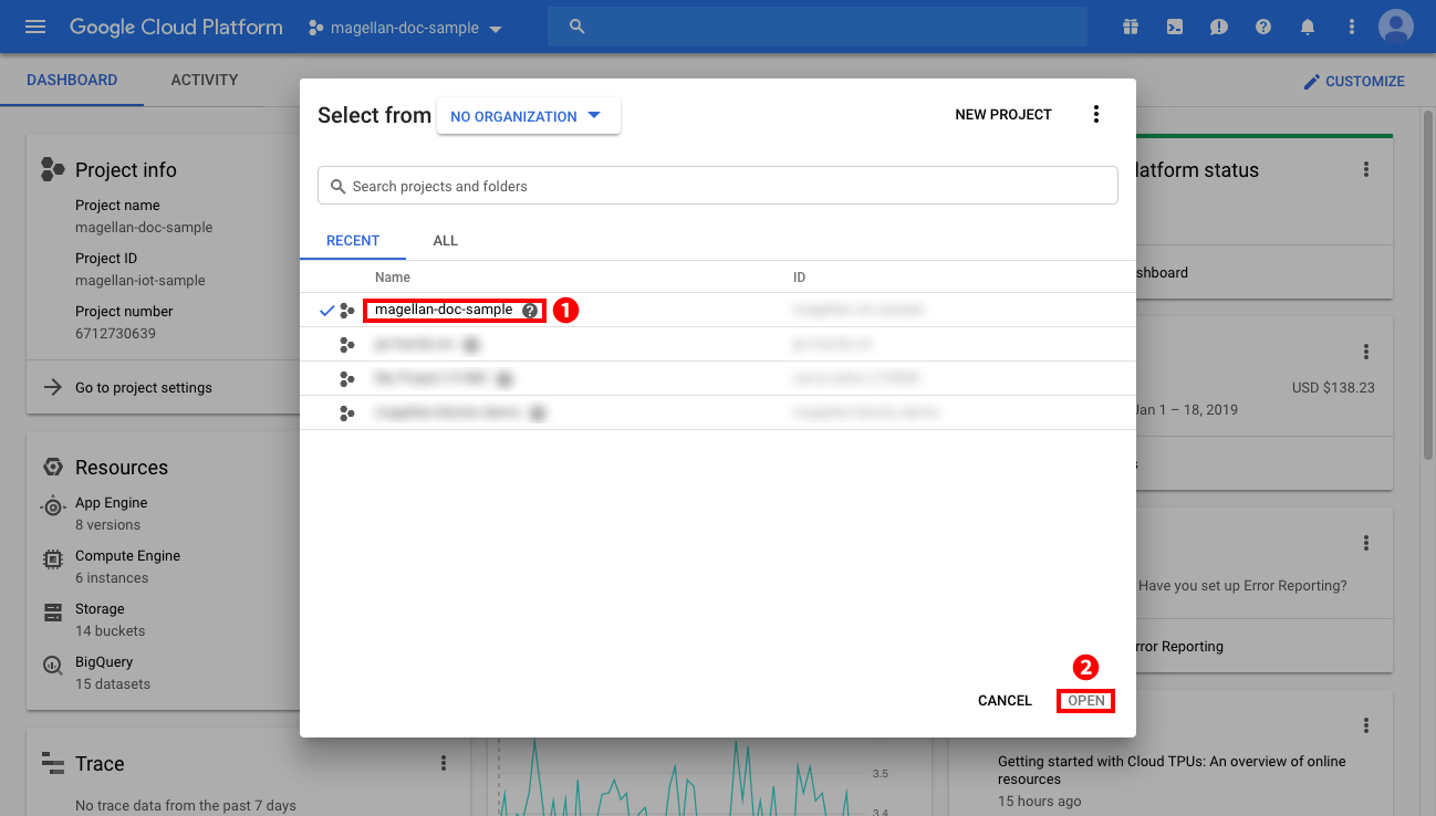 Selecting a GCP project (2)