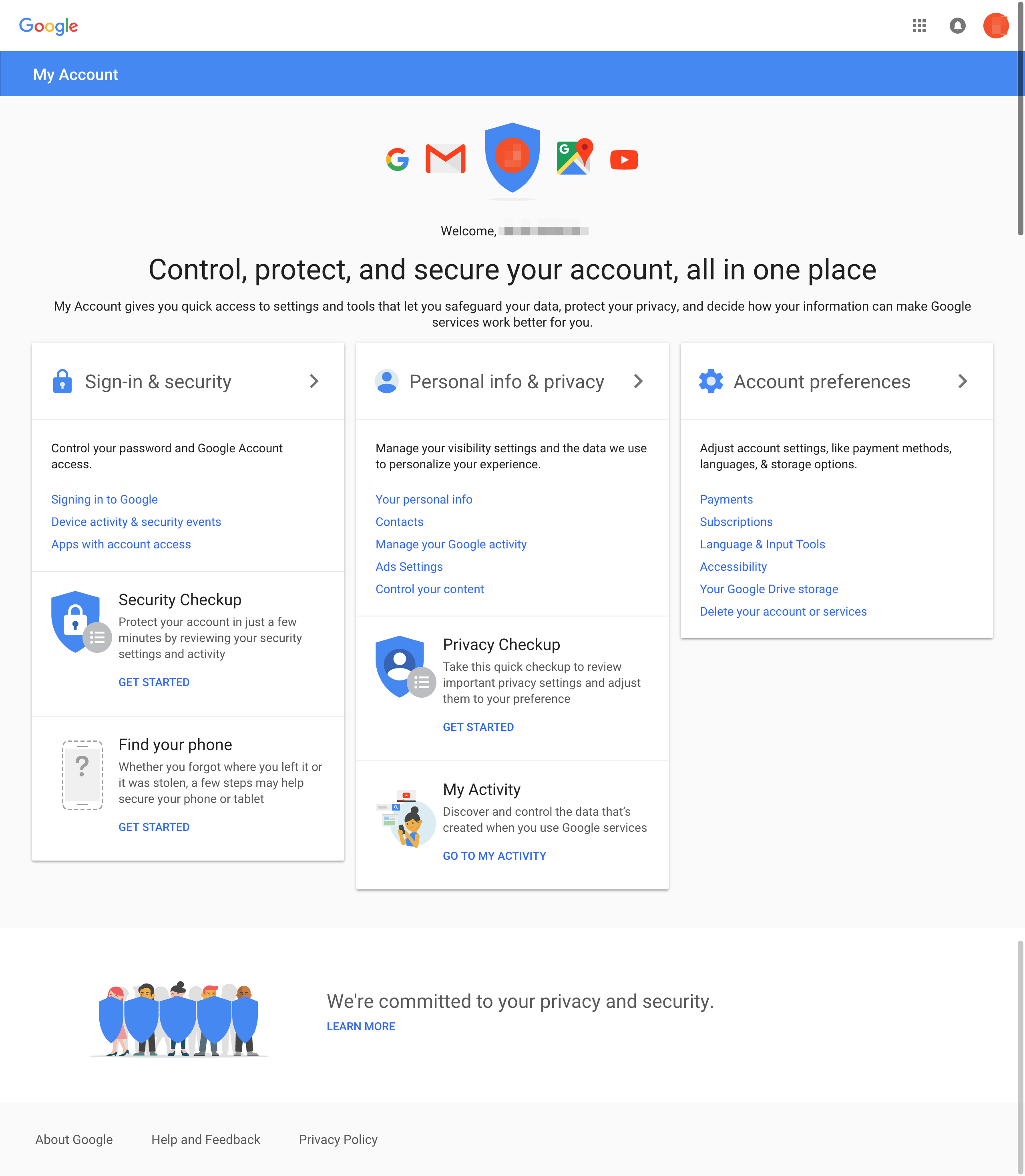 Google account information