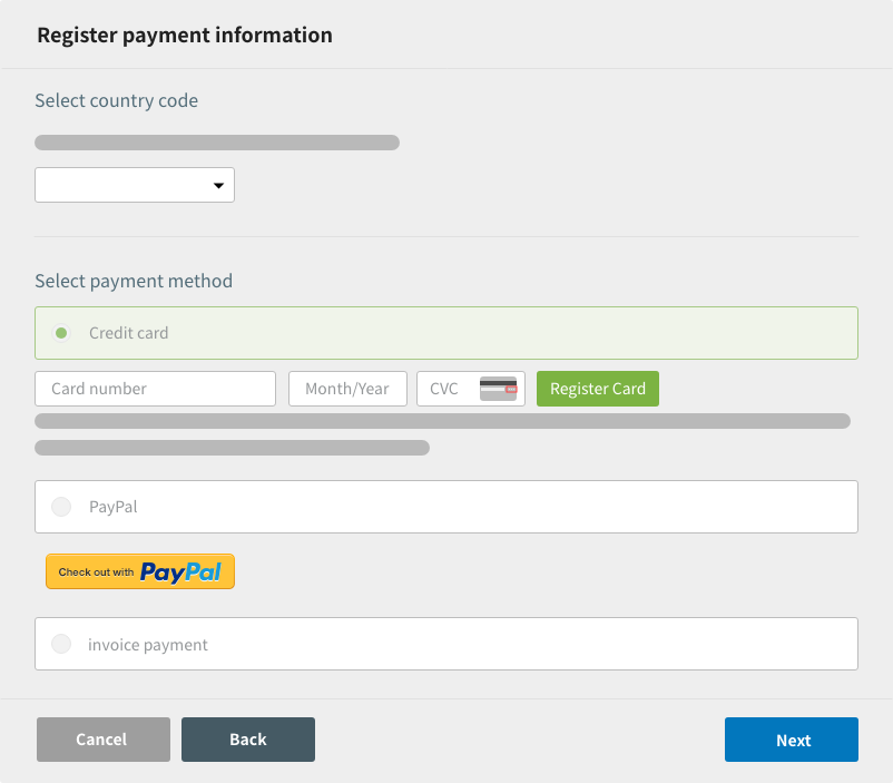 Initial setup: selecting your payment method