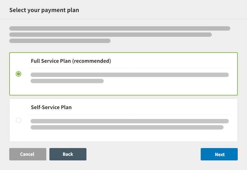 Selecting your payment plan