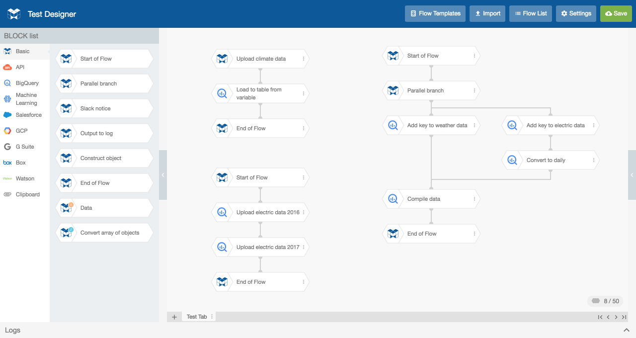 Example screenshot of the MAGELLAN BLOCKS Flow Designer