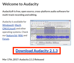 Audacity download page