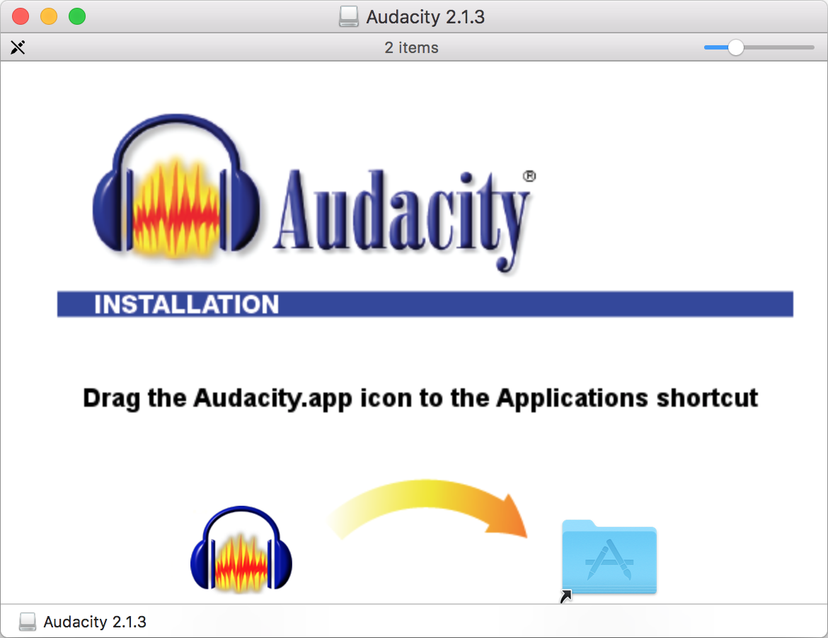 Install Audacity to the applications folder