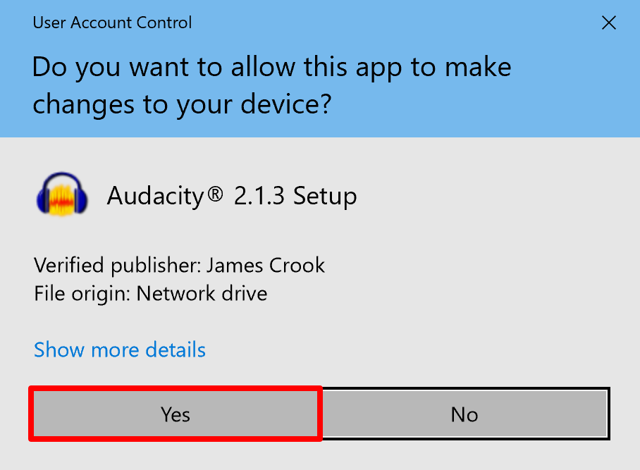 Audacity for Win installer permission