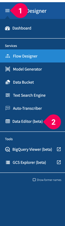 Opening the DataEditor