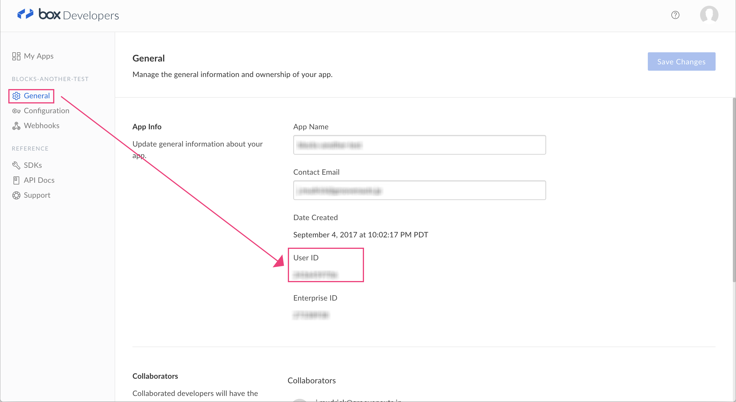 Box Dev Console User ID