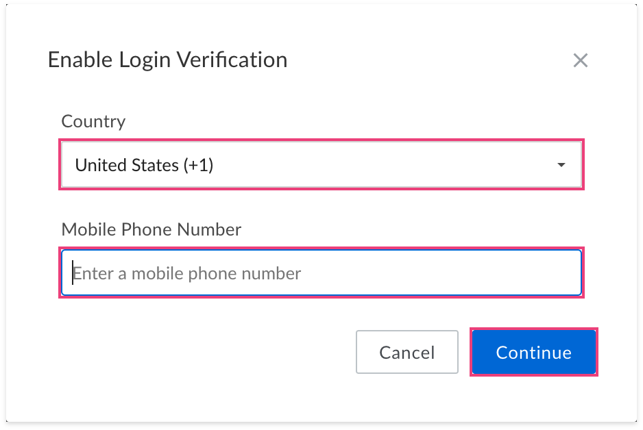 Box 2-step verification step 1