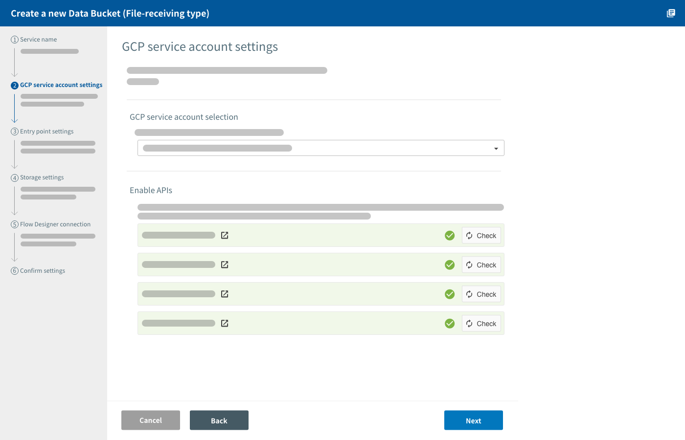 GCP service account setting