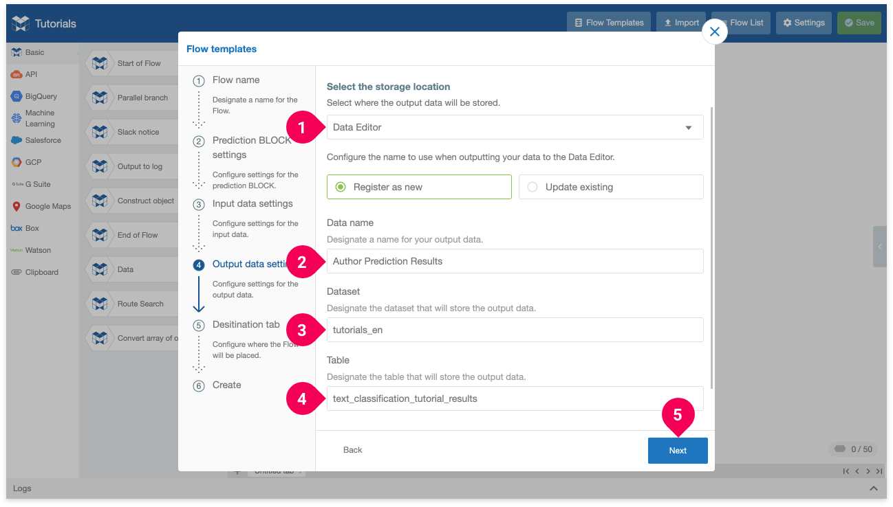 Setting the output to the DataEditor