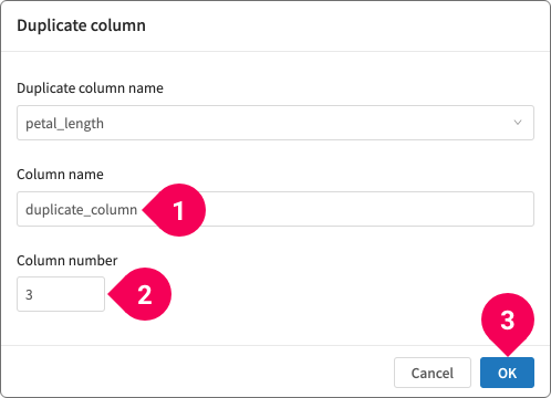 Duplicating a column