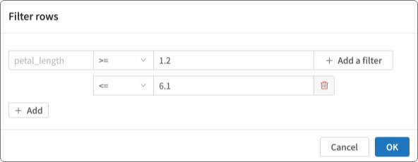 Filtering rows