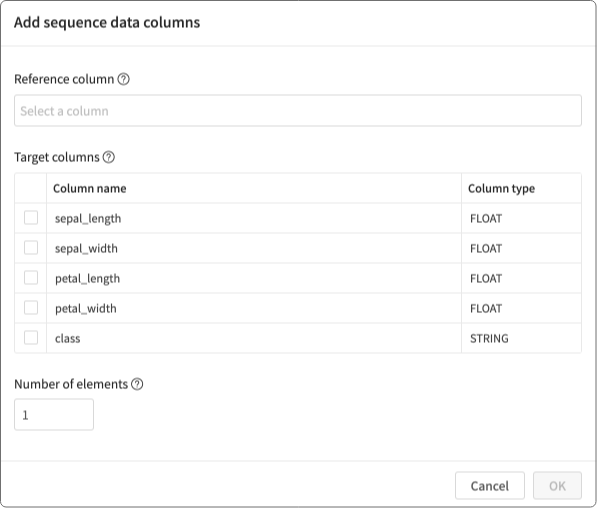 Configuring the sequence columns