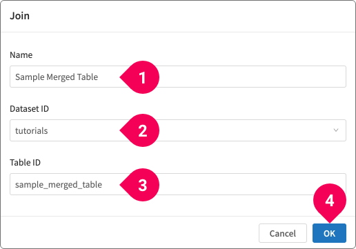 Configuring where to store the resulting table