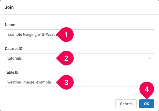 Configuring where to store the resulting table