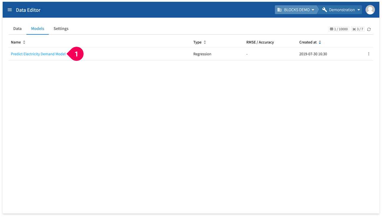 Switching to the model details page