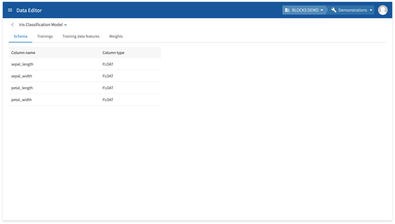 Checking the model’s schema info