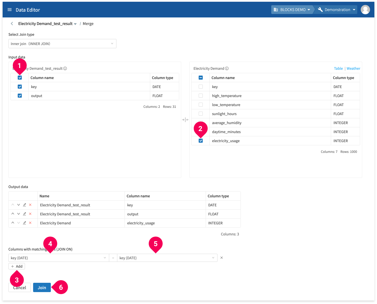 Configuring how to join the data