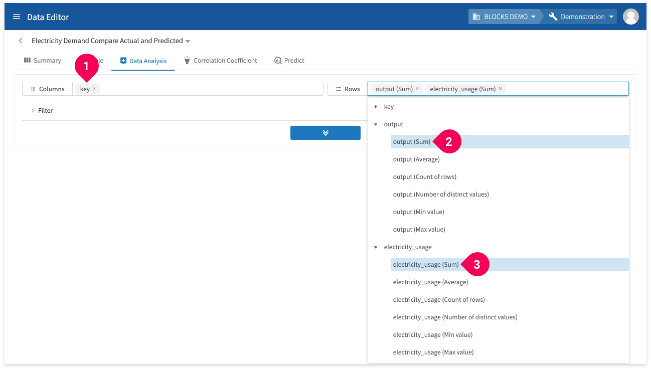 Selecting the data to graph