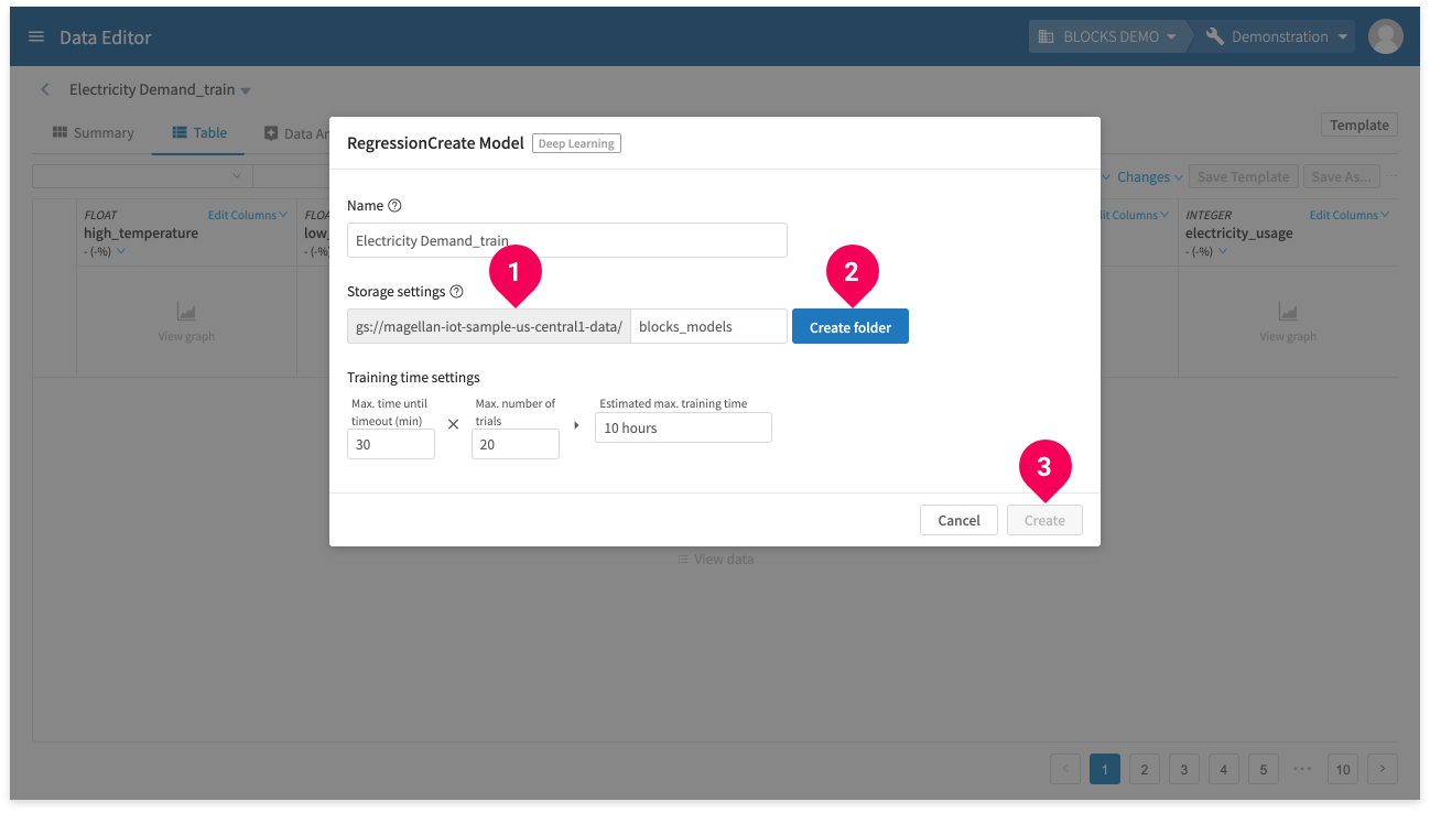 Configuring the regression model