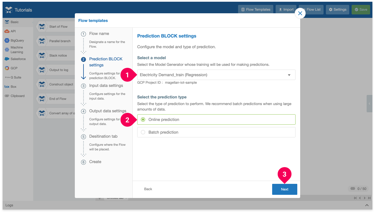 Configuring the prediction BLOCK