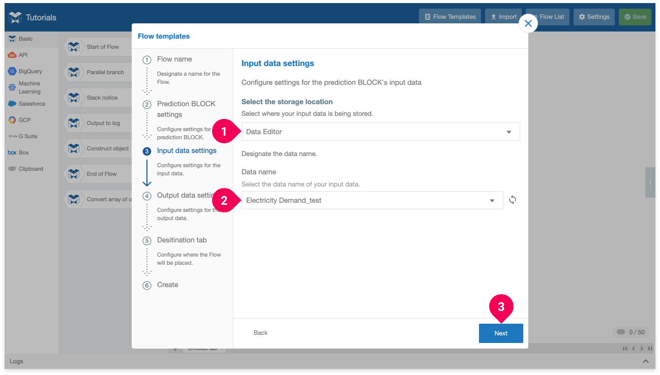 Configuring the input data