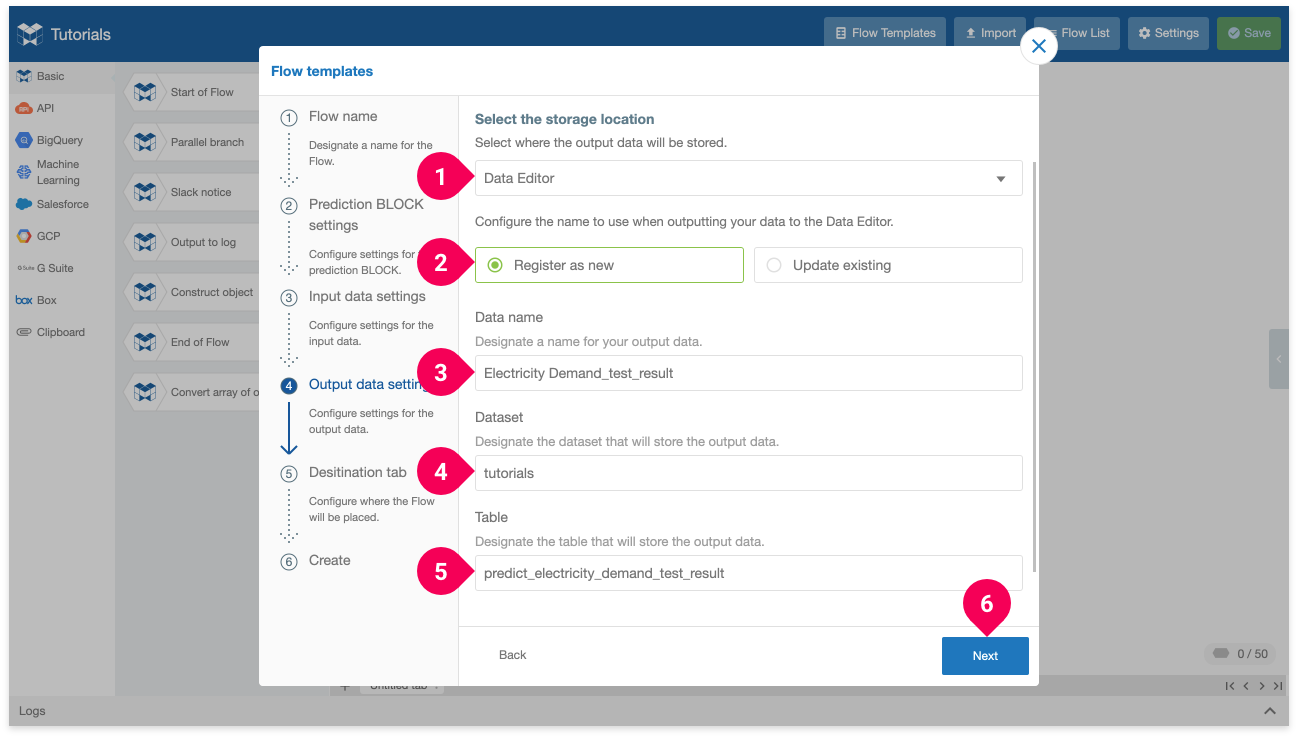 Configuring how to output the results