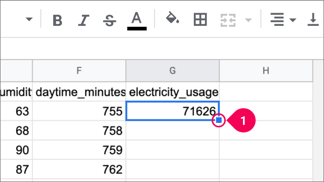 Applying the formula to the rest of the column