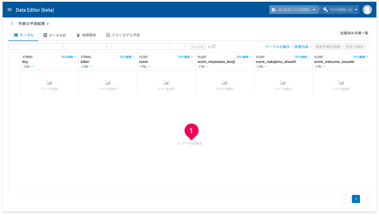 データを表示するように指示する様子