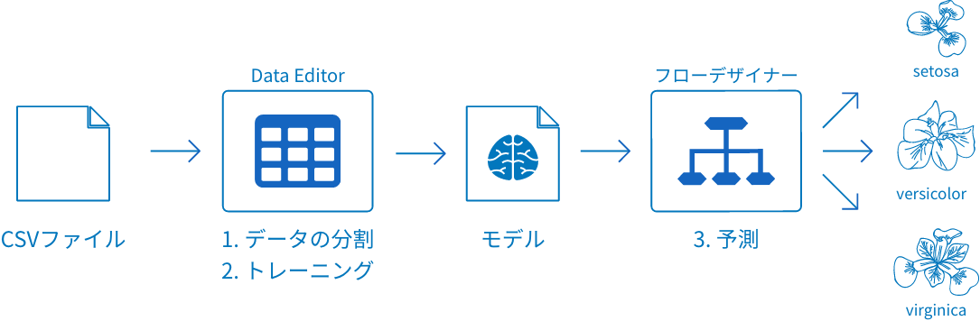 BLOCKS での数値分類の流れ図