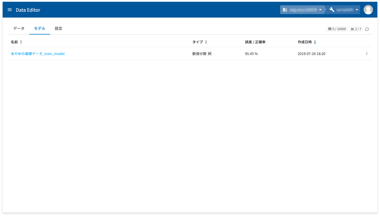 トレーニング終了時の画面