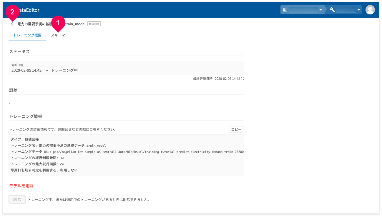 モデルの詳細情報を確認する様子