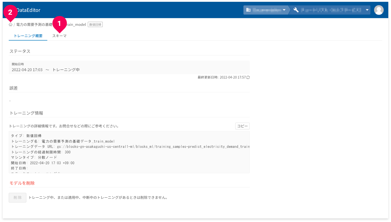 モデルの詳細情報を確認する様子