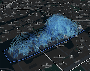 清水建設とグルーヴノーツ、GEOTRAによるスマートシティ:エリア内回遊状況の可視化